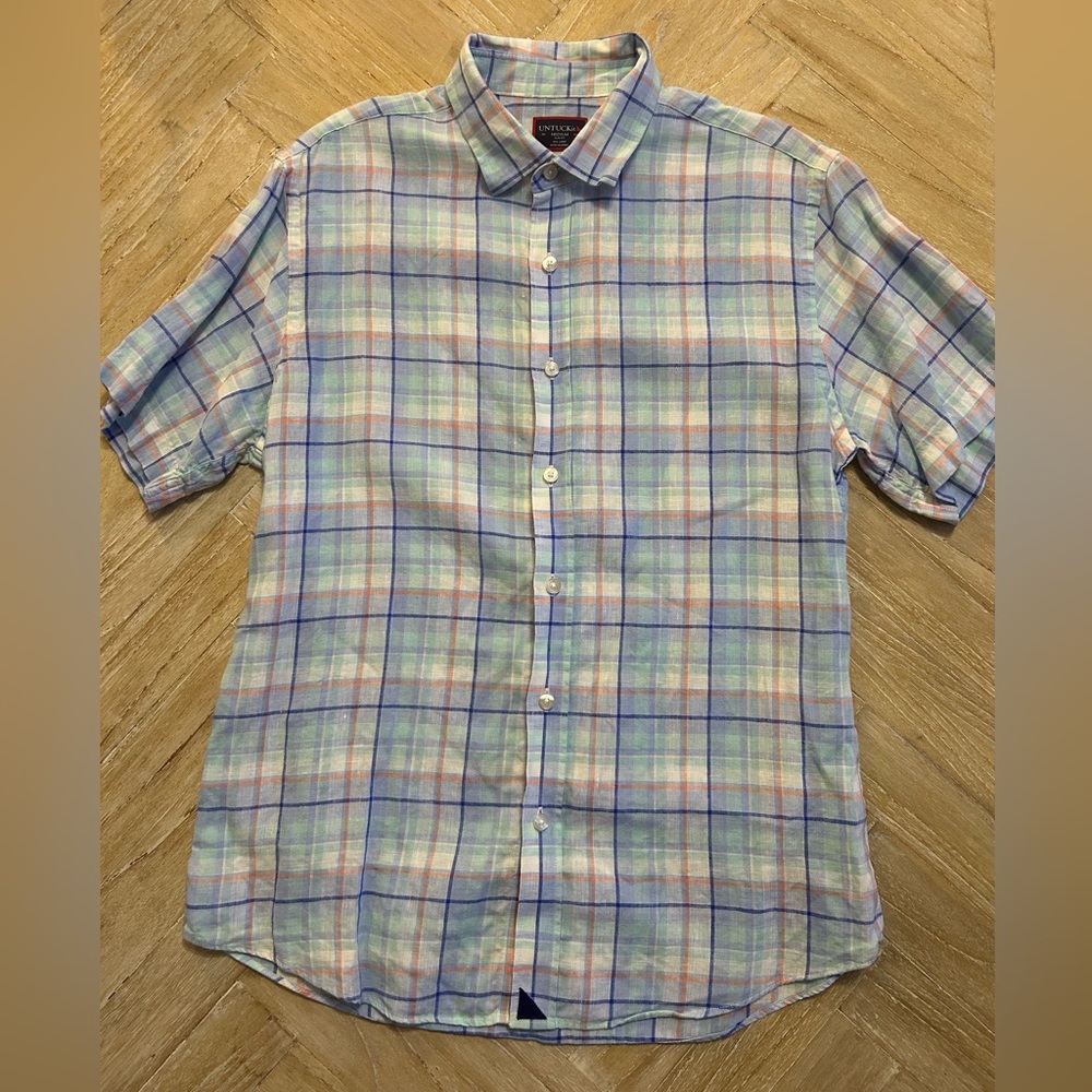 UNTUCKit Plaid Linen Shirt Medium